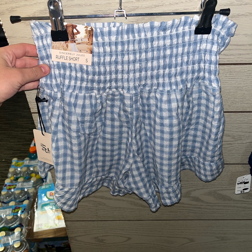 Blue and white shorts